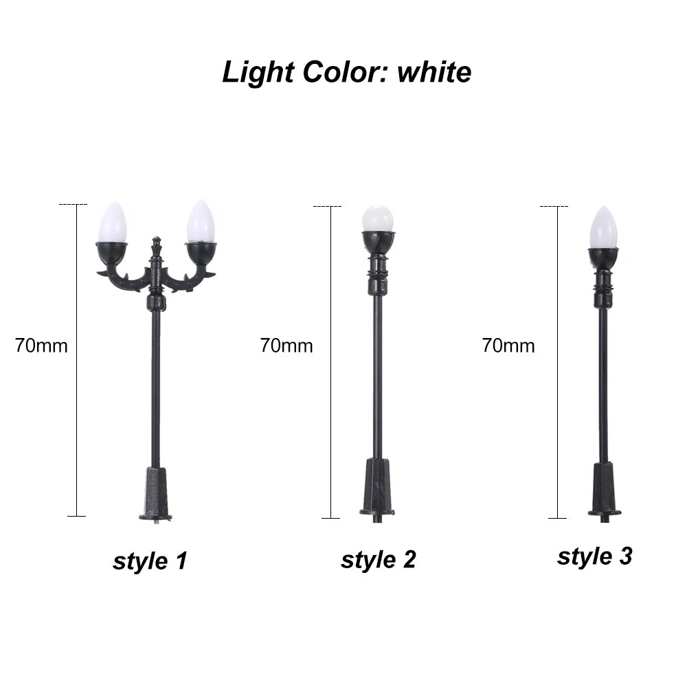 20 stücke Weiß Modell Straße Lichter Bausatz Layout Laternenpfahl Zug Garten Spielplatz Landschaft LED Lampe Beleuchtung 1:100 skala 70mm DIY Spielzeug