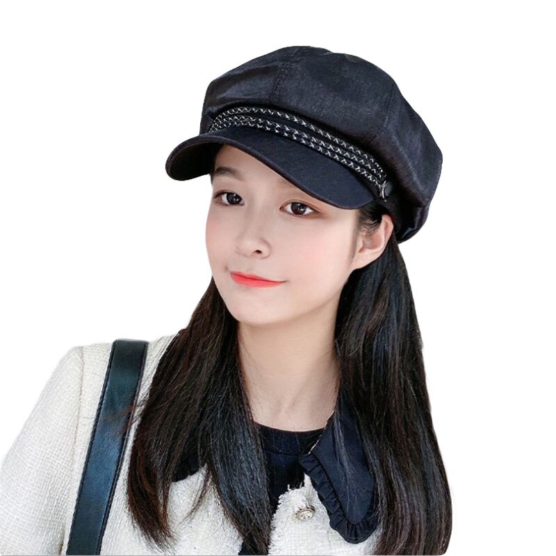 Boinas de otoño e invierno de las mujeres de los hombres sombrero Vintage artista pintor capitán, marinero gorra de boina de plano liso algodón chico Cap