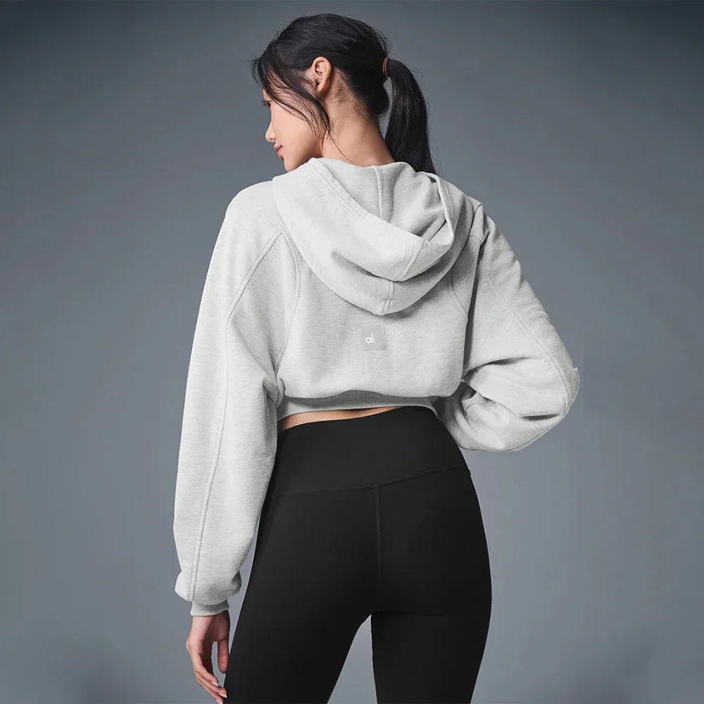 AL hoodie Jacket Full zip Yoga short coat Comfortable Gym outdoor sports Fitness jogging loose casual hoodie jacket