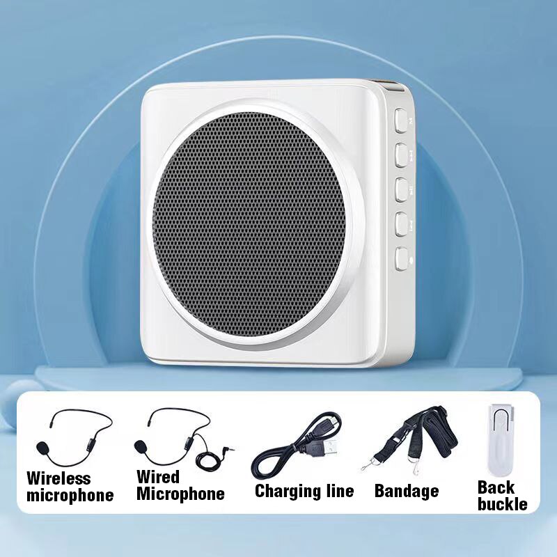 Wireless Speaker Portable Voice Amplifier with Microphone Headset Guide Microphone Teacher Bluetooth Speaker Support FM Radio: Pink-Wireless