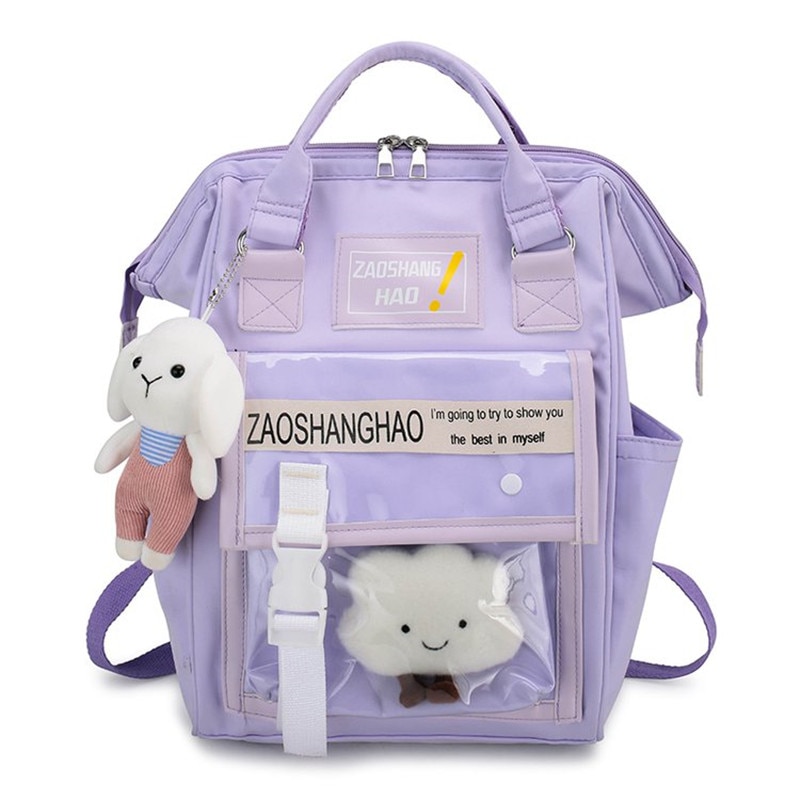 Mochilas escolares de estilo coreano Harajuku para chicas adolescentes, moradas, mochila de viaje, Color caramelo
