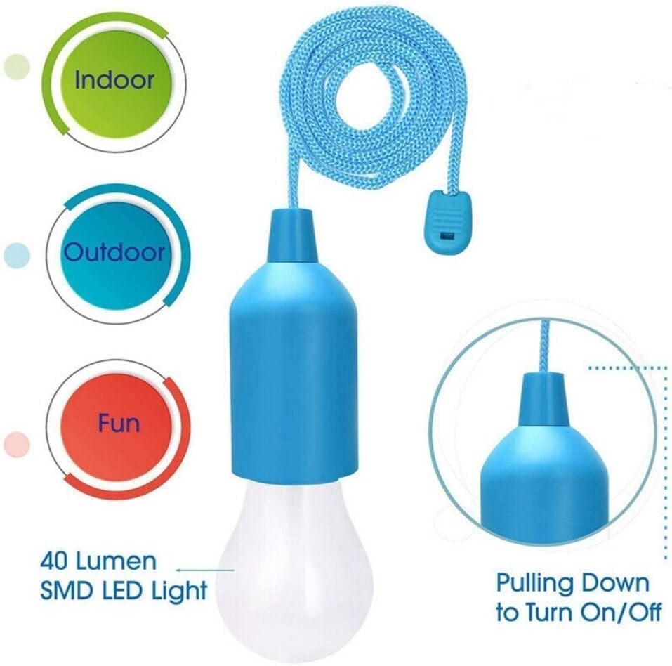 Ampoule LED à cordon de traction, à piles, Portable, suspendue, lanterne pour Camping, jardin, fête, urgence, maison