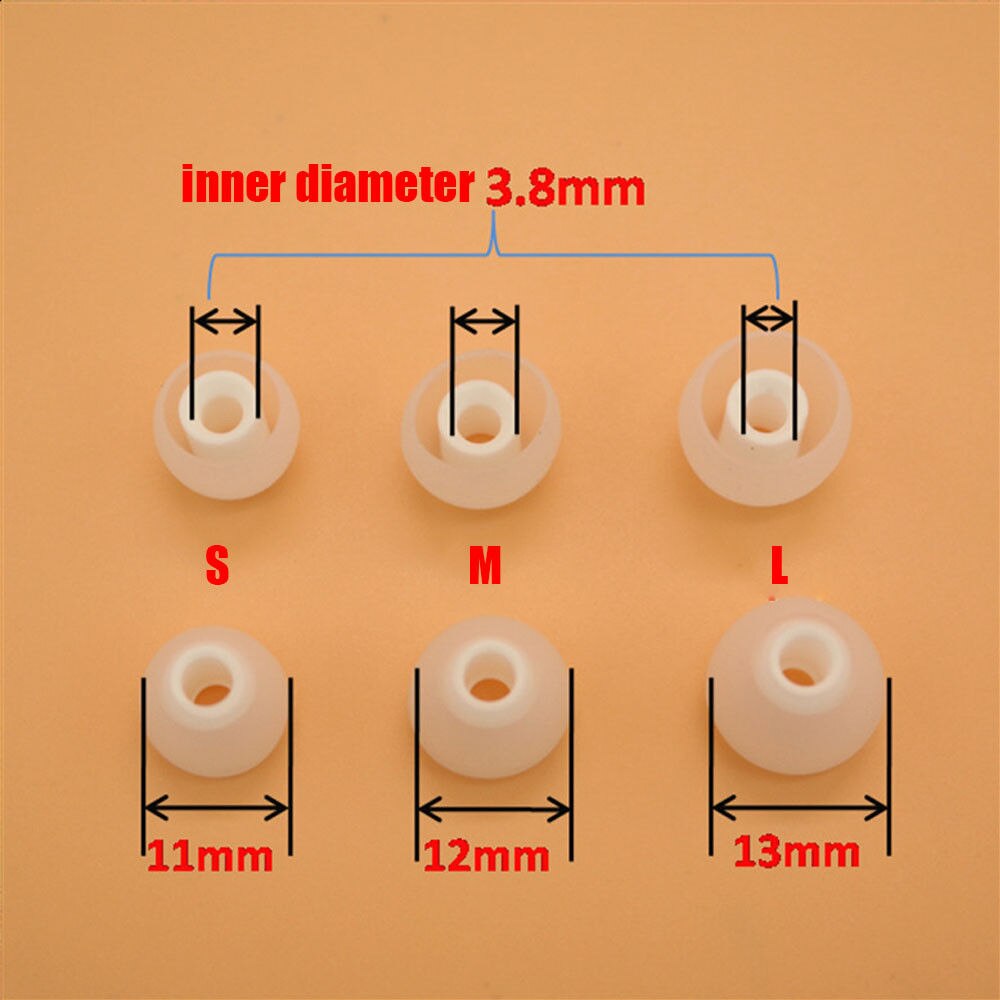 3.8mm Silicone Ear Tips 12pcs In-ear Earphone Covers Cap Earbuds Rubber Headphone Replacement Earplug Pads Cushion