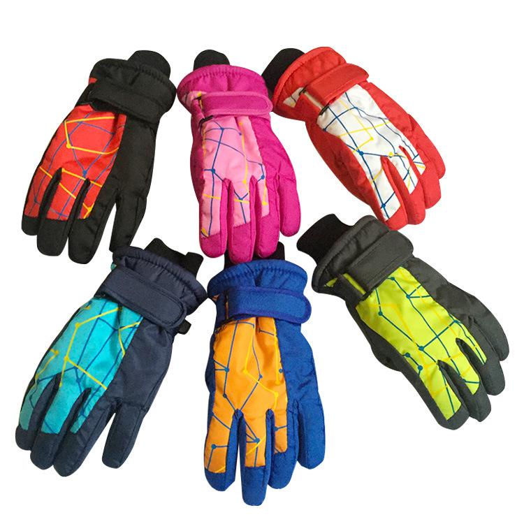 Inverno moda esportes ao ar livre crianças luvas de esqui engrossado quente vento e à prova de água dedo cheio neve escalada luvas 5-10yrs: Default Title
