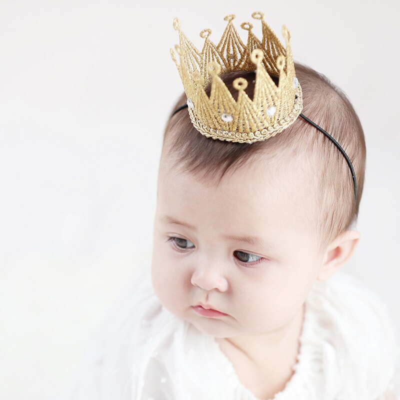 BalleenShiny Baby Crown Hoofdband Pasgeboren Bandeau Mooie Verjaardagsfeestje Haar Decoratie Kids Prinses Foto Prop Kind Haarband