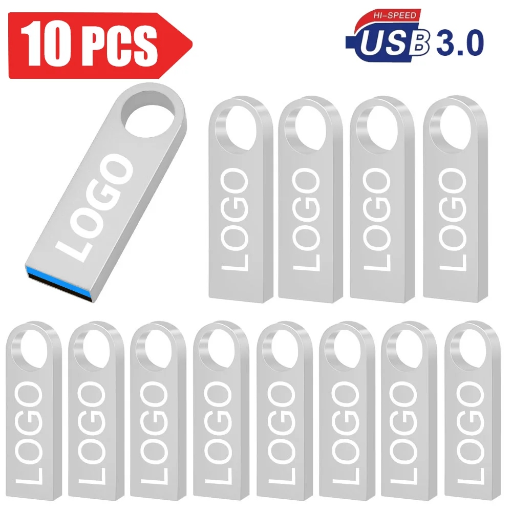 10/ 20/50 Pcs/lot Free Logo metal USB 3. 0Flash Drive 64GB 32GB memory Flash USB Stick 16GB 8GB pen drive PenDrive U Disk: black / 64GB