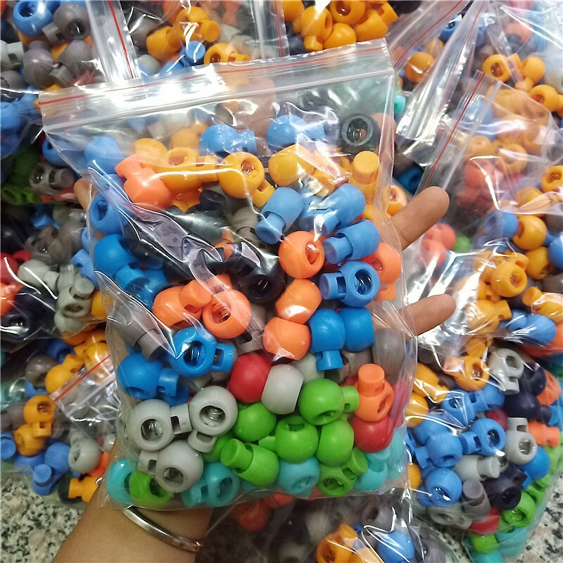 50 stücke Multi Farben Kunststoff Paracord Schnürsenkel Schnur Schloss Klemme 2 See Umschalten Clip Stopper Schnürsenkel Schnur Schnallen Teile Zubehör