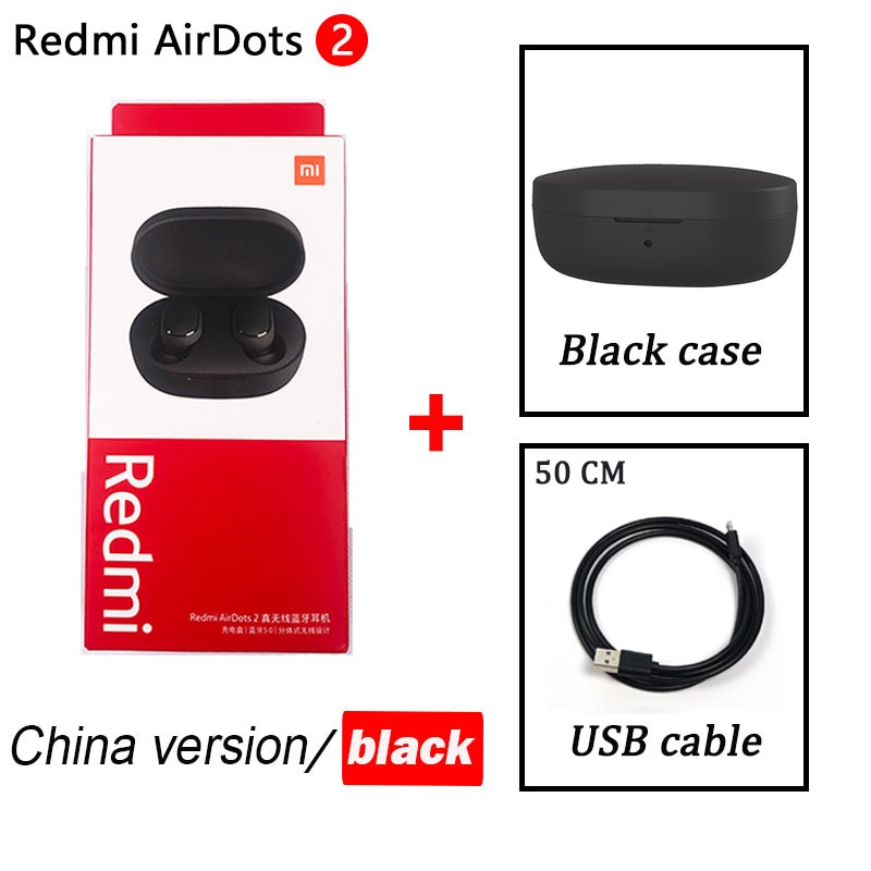 Xiaomi Redmi AirDots 2 TWS Wireless Stereo Bluetooth 5,0 Kopfhörer Noise Reduction Freisprecheinrichtung AI Voice Control Airdots Generation: airdots 2 blac case