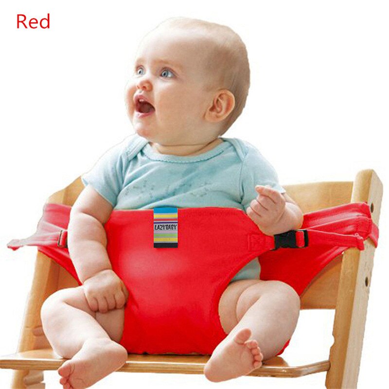 Ren bomuld baby spisestol sikkerhedssele, bærbart sæde frokost stol sæde stretch wrap fodring stol sele faste stropper: Rød