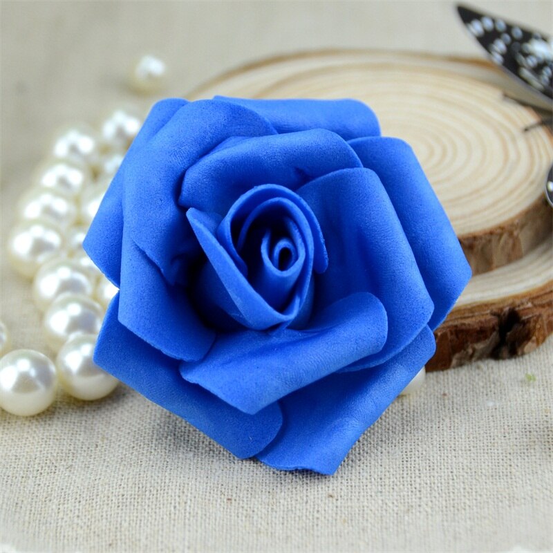 50Stck 6cm Künstliche PE Schaum Rose Blumen Köpfe Für Hochzeit Heimat Dekorationen DIY Scrapbooking Kranz Girlande Günstige Blume: königlich Blau