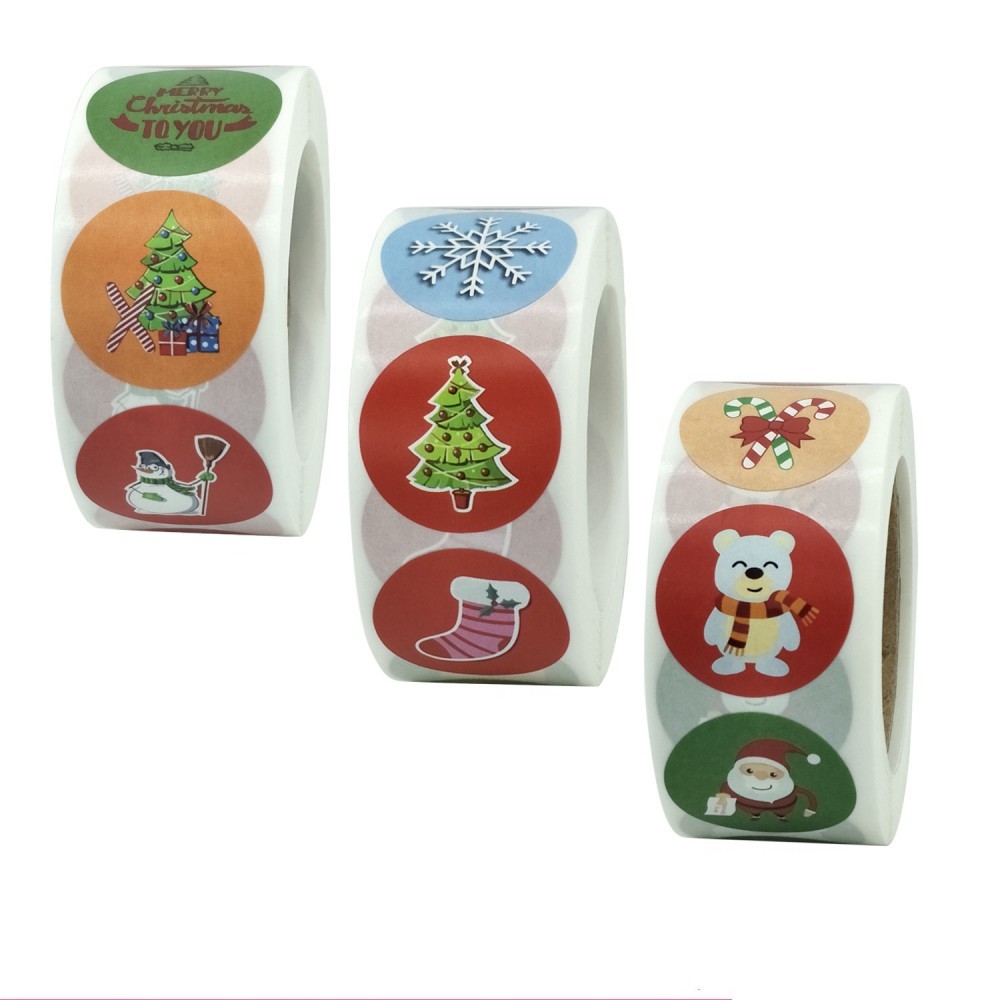 50-500Pcs Cartoon Merry Christmas Tree Label kids Stickers for Package Wrapping Festival Party Baking Paper Seal Stickers