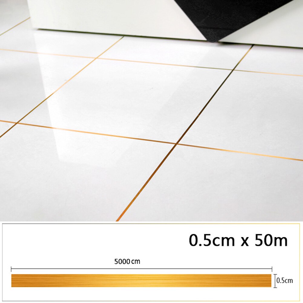 Fliesen Abdichtung Band Kanten Wasserdichte Folie Streifen Boden Naht Aufkleber Wohnkultur PVC Zauberstab Felgen Selbst Klebe Fenster Schlitz Mildewproof: Gold / 0.5cmx50m