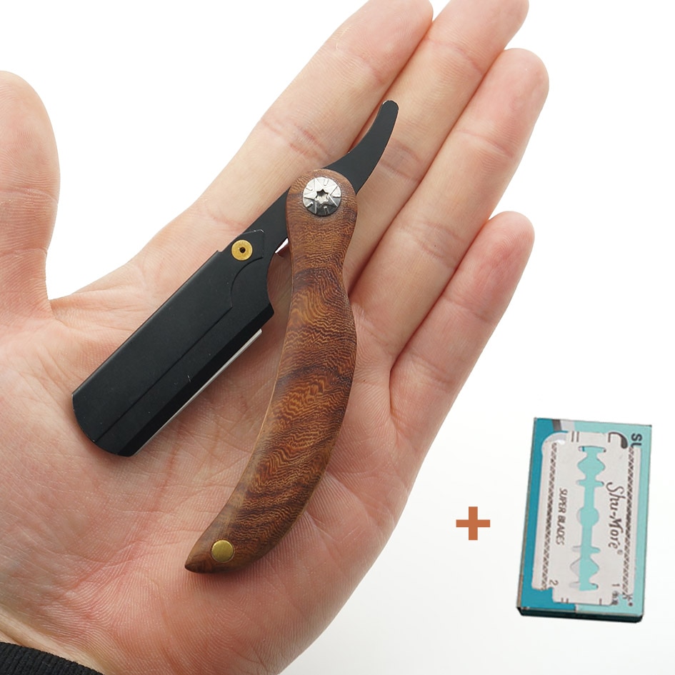 Redwood handtag mini rakhyvel, personlighet palm rakhyvel herrhyvlar kolstål ansikte manligt hår klippt tonsure drgskl 7108