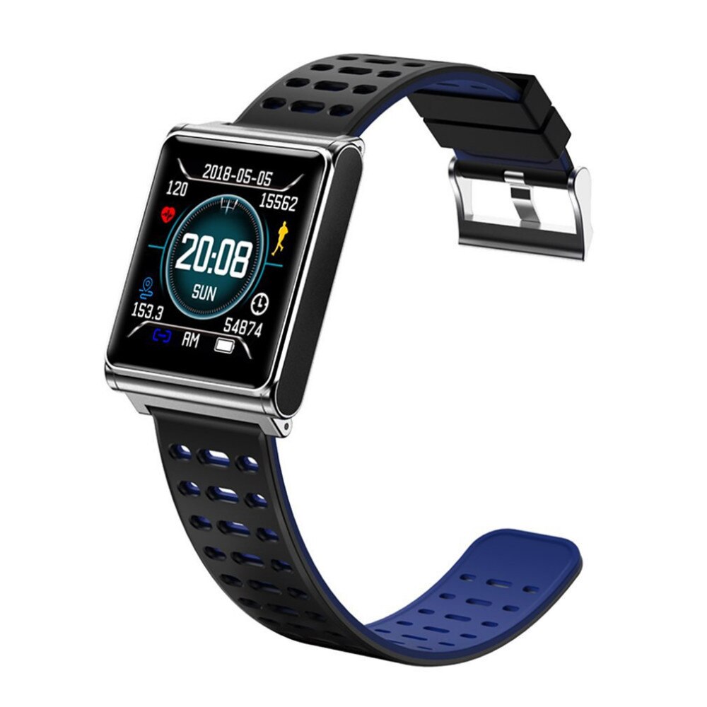 N98 Smart Armband Bluetooth IP67 Waterdicht Polsbandje Hartslagmeter Bloeddruk Smart Horloges Voor Mannen Vrouwen: silve silica Strap