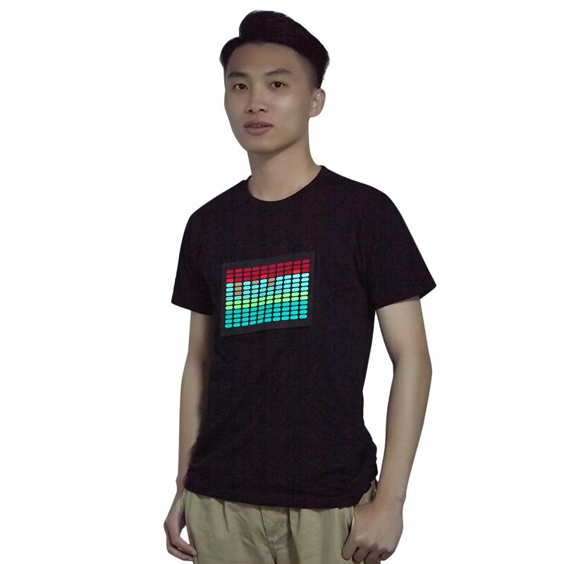 Los hombres de sonido activado Led de camiseta luz intermitente de Disco de Rock ecualizador de manga corta Led T camisa