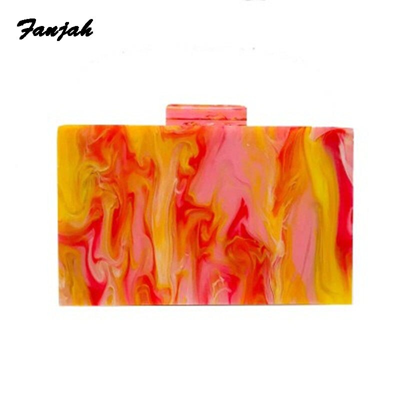 Crossbody väskor för kvinnor liten handväska kedja axel budväska mini plånböcker marmor grön orange blå akryl handväska