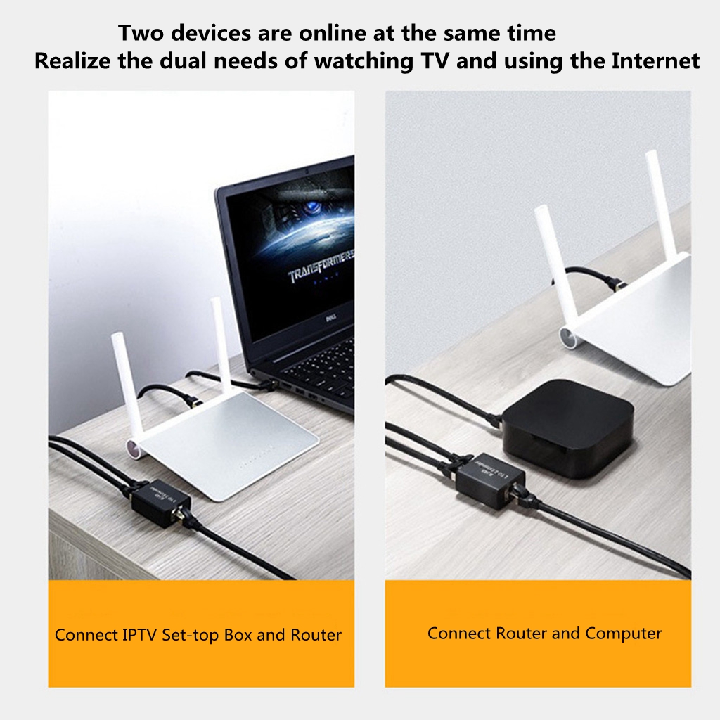 RJ45 Network Connector Splitter Adapter Extender Plug Network Cable Female Distributor for Ethernet Cable CAT5E CAT6 CAT8