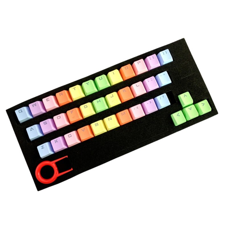 37Keys Doubleshot Rainbow Gradient Keycaps PBT OEM Profile Keycap Set for Mechanical Keyboard Cherry MX Switch w/ Puller: green
