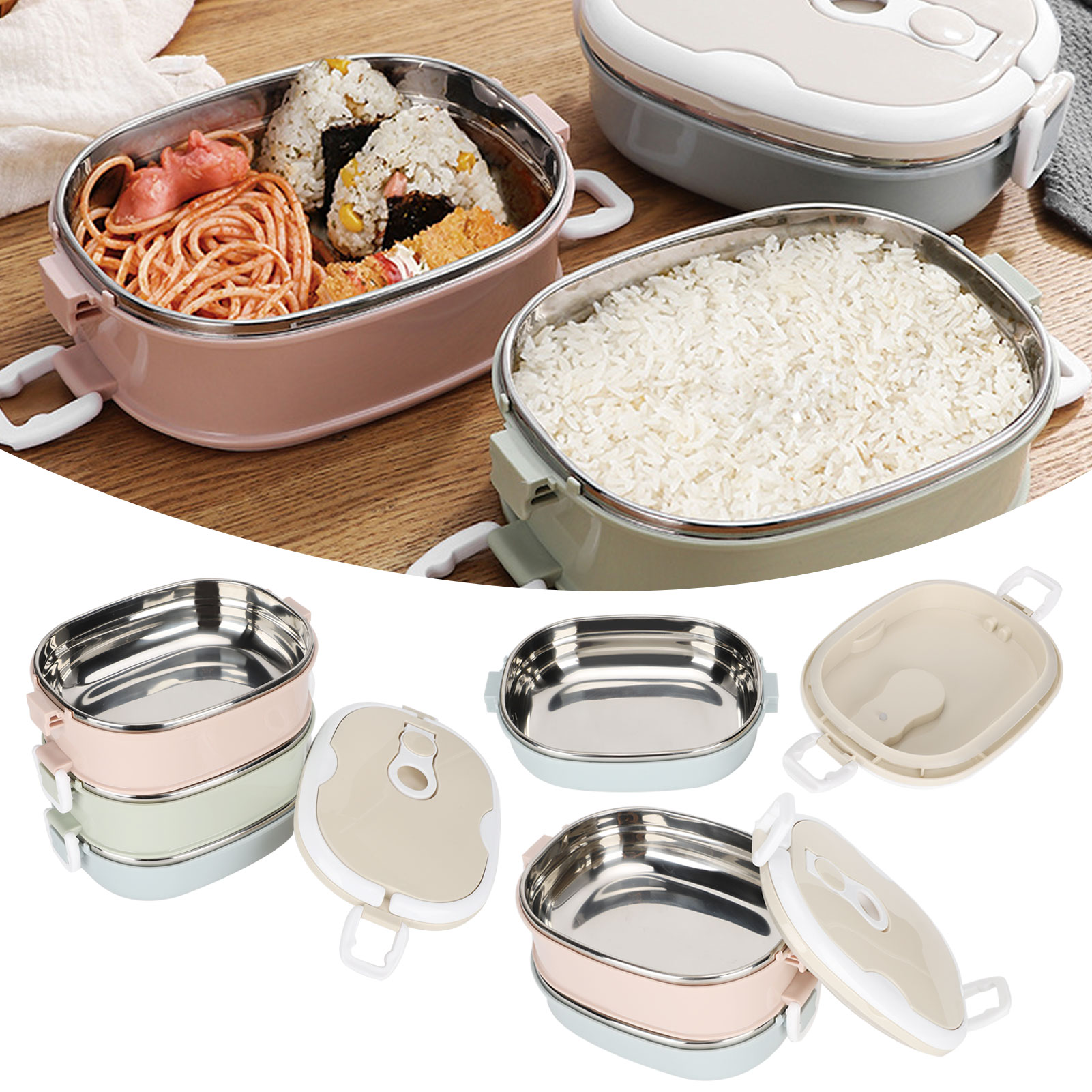 Utensilios de cocina fiambrera fiambrera contenedor de comida portátil de acero inoxidable para estudiantes niños trabajo fiambrera de acero inoxidable
