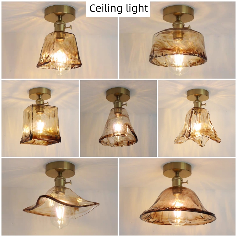 Glas Lampen schirm gepaart mit allen Kupfer Lampen kopf mit Schalter DIY Pendel leuchte Lampen schirm verdickt transparentes Braun glas
