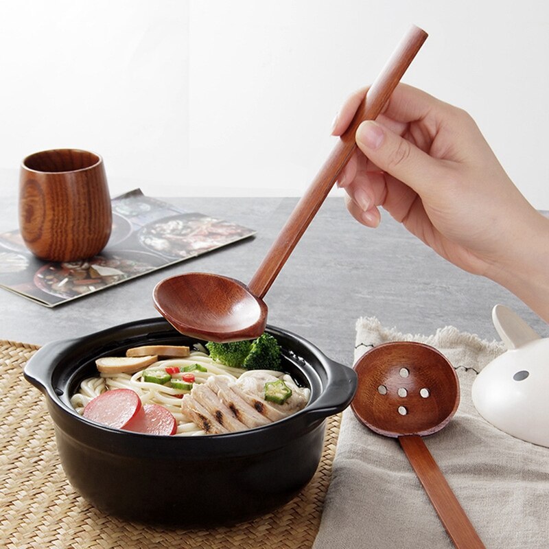 Wooden Pot Spoon Ramen Restaurant Restaurant Pot Shop Soup Spoon Colander Kitchenware Set