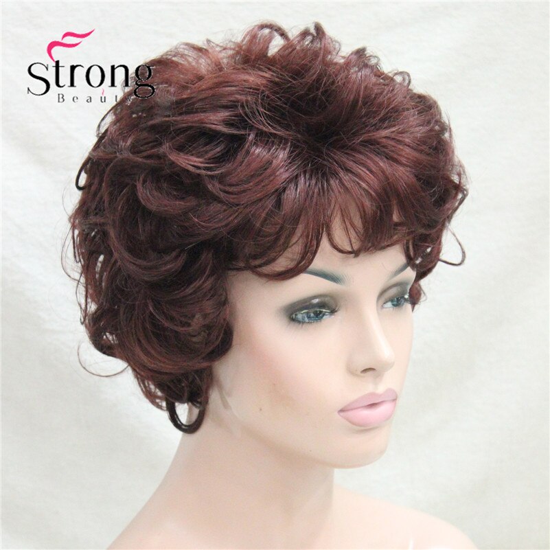 Kurze Weiche Zerzaust Ändern Locken dunkel rotbraun Volle Synthetische Perücken frauen Perücke FARBE ENTSCHEIDUNGEN