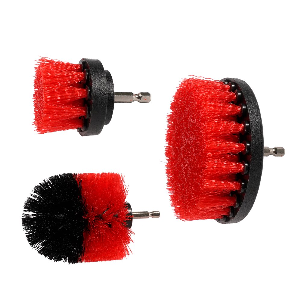 Drill Brush Attachment Set Power Scrubber Cleaning Tool Kit for Car Body Door Wheel Windshield: Red Set