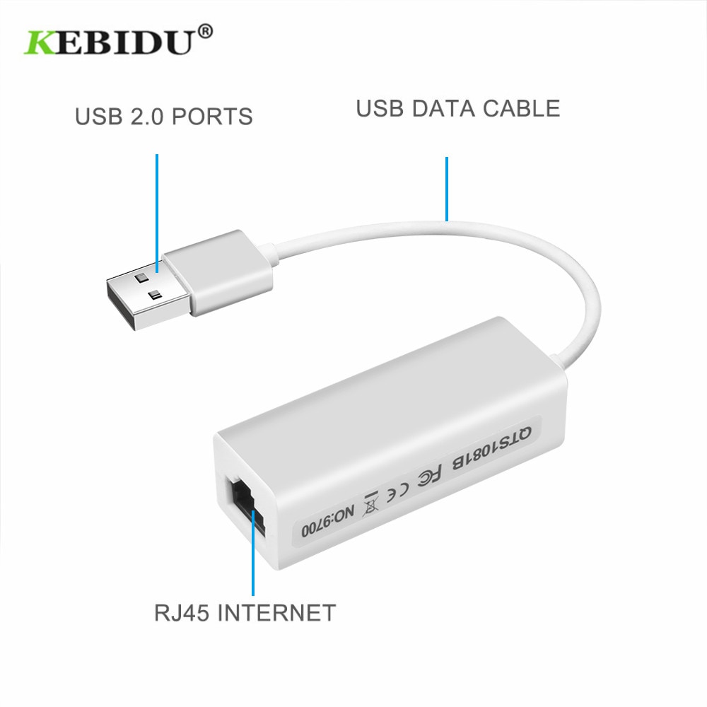 Kebidu USB 2.0 naar RJ45 USB2.0 naar Ethernet LAN Network Adapter Card 10/100 Adapter Super Speed voor PC Laptop windows7 LAN adapter