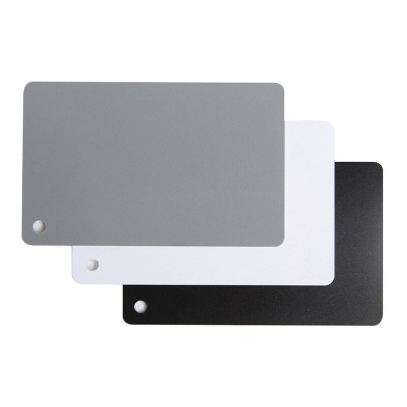 Digital Camera White Balance Card 18% Grey Black White 3 in 1 Pocket-Size Card Neck Strap Set Photo Studio Photography Reflector