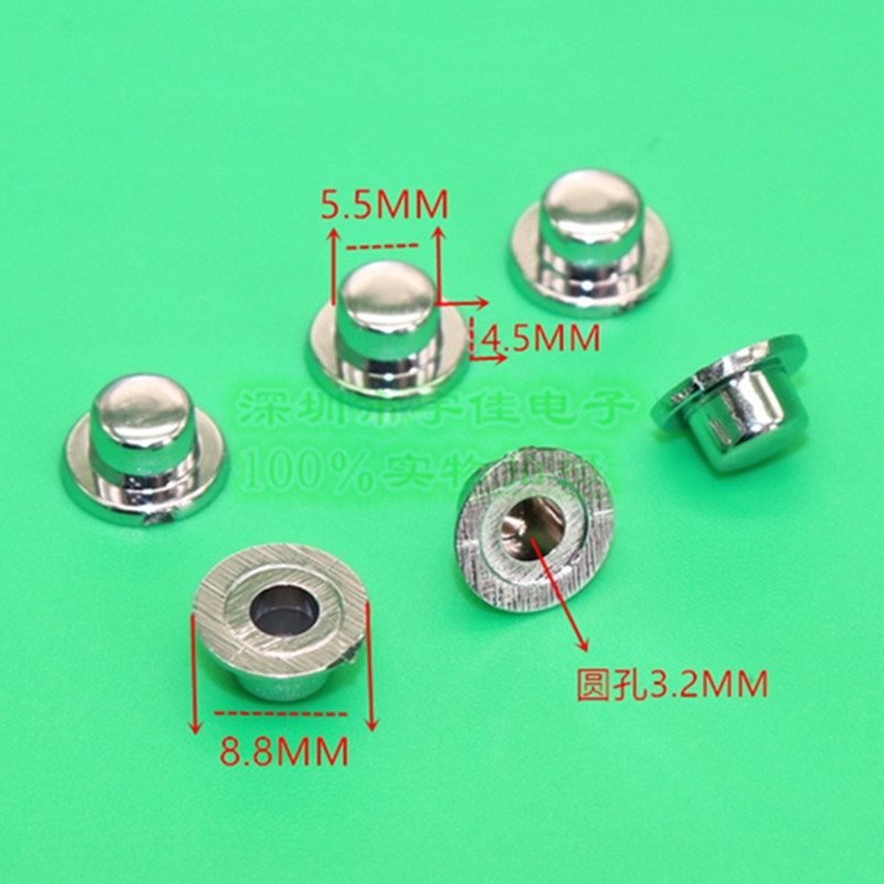 10 stuks 5.5 * 4.5mm gegalvaniseerde knopkap licht aanraakschakelaarkap zilveren schakelaarkap kunststof knopkap rond gat 3.2mm