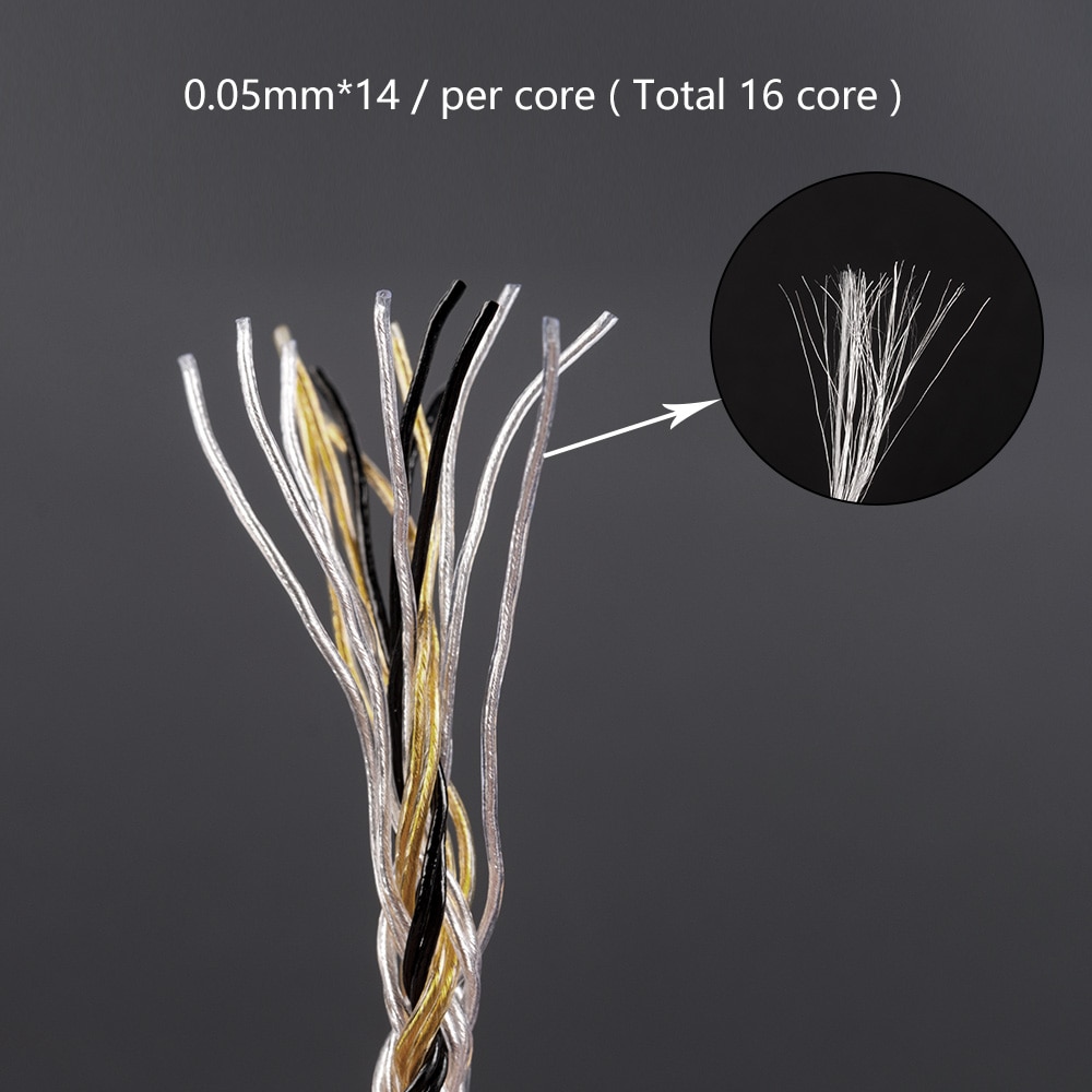 Cable de cobre Chapado en plata actualizado de 16 núcleos Yinyoo 2,5/3,5/4,4 MM con conector MMCX/2pin/QDC TFZ KZ ZS10 ZSX BLON bl-03 bl-05