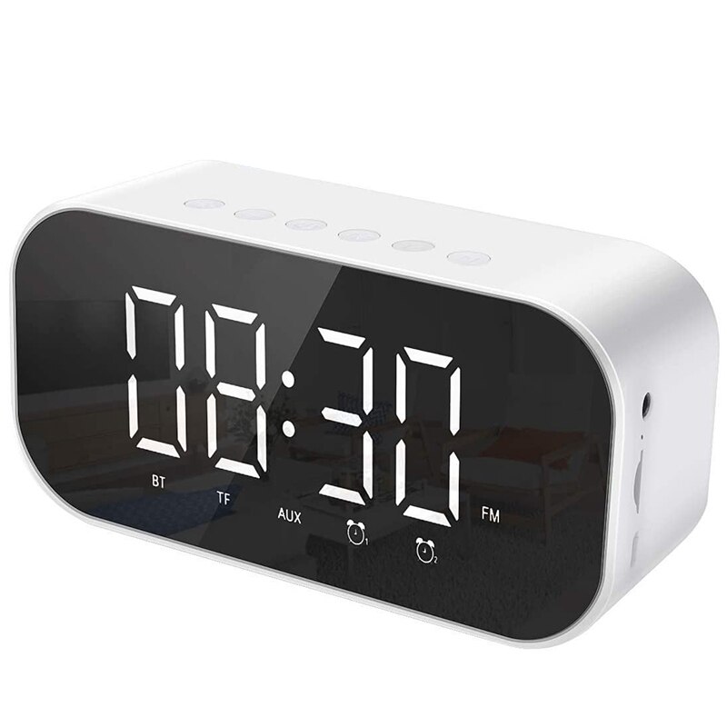 Fashiondigital väckarklocka med bluetooth -högtalare, radioväckarklocka dubbel väckarklocka med snooze, fm -radio (vit): Default Title