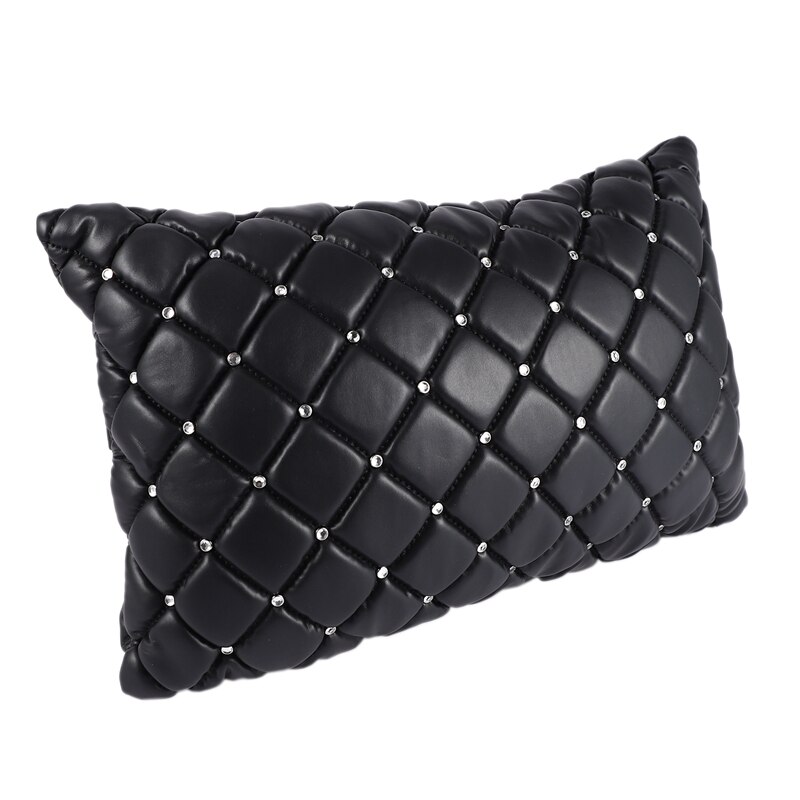 Bil lændepude pu læder åndbar krystal pude lændepude pude bil universal interiør tilbehør