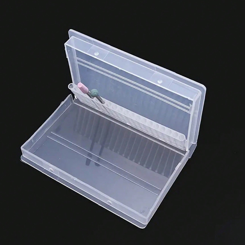 Caixa de armazenamento de brocas para unhas, 20 buracos, suporte para cabeça de moagem de unhas, limpador, cortador à prova de poeira, organizador de manicure