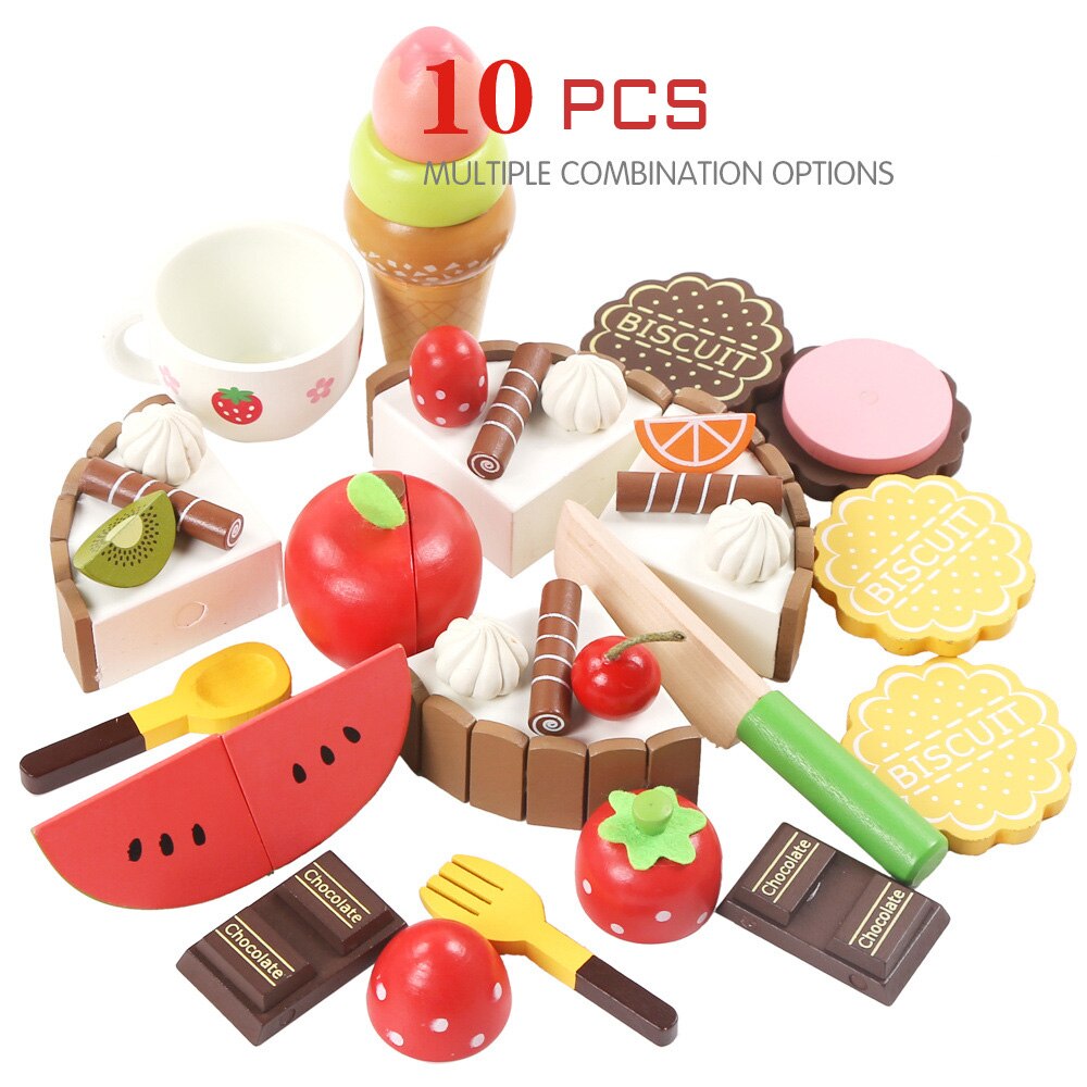 Faire semblant de jouer en bois coupe cuisine ensemble de nourriture magnétique bois légumes Fruits cuisine Kit jeux enfants anniversaire jouets: 10pcs
