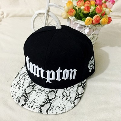Gorra de béisbol de con bordado Compton, gorra de béisbol de Hip Hop, gorra deportiva de plana para Unisex, gorras ajustables para papá: black 1