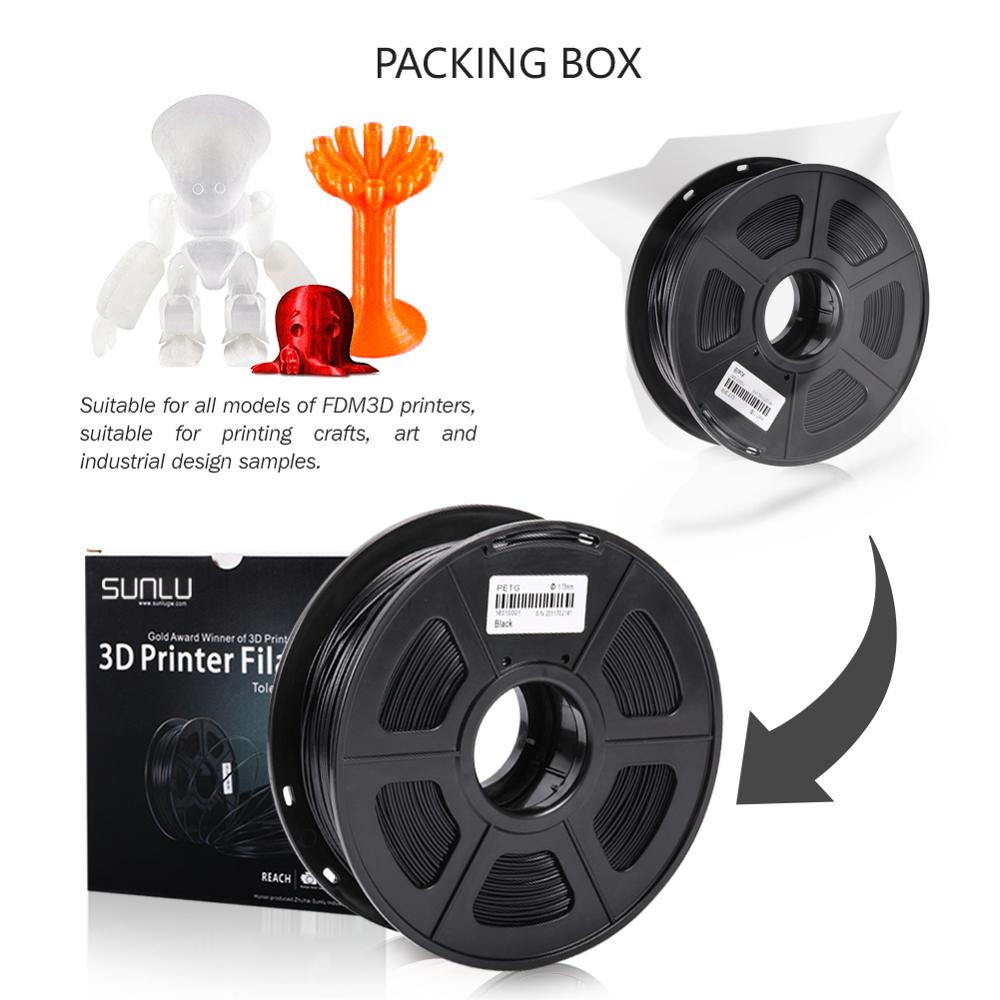 SUNLU PETG 3D Printer Filament 1.75mm 1KG 2.2lbs Spool support defferent material 3D Printer Refill full color 3D filament order