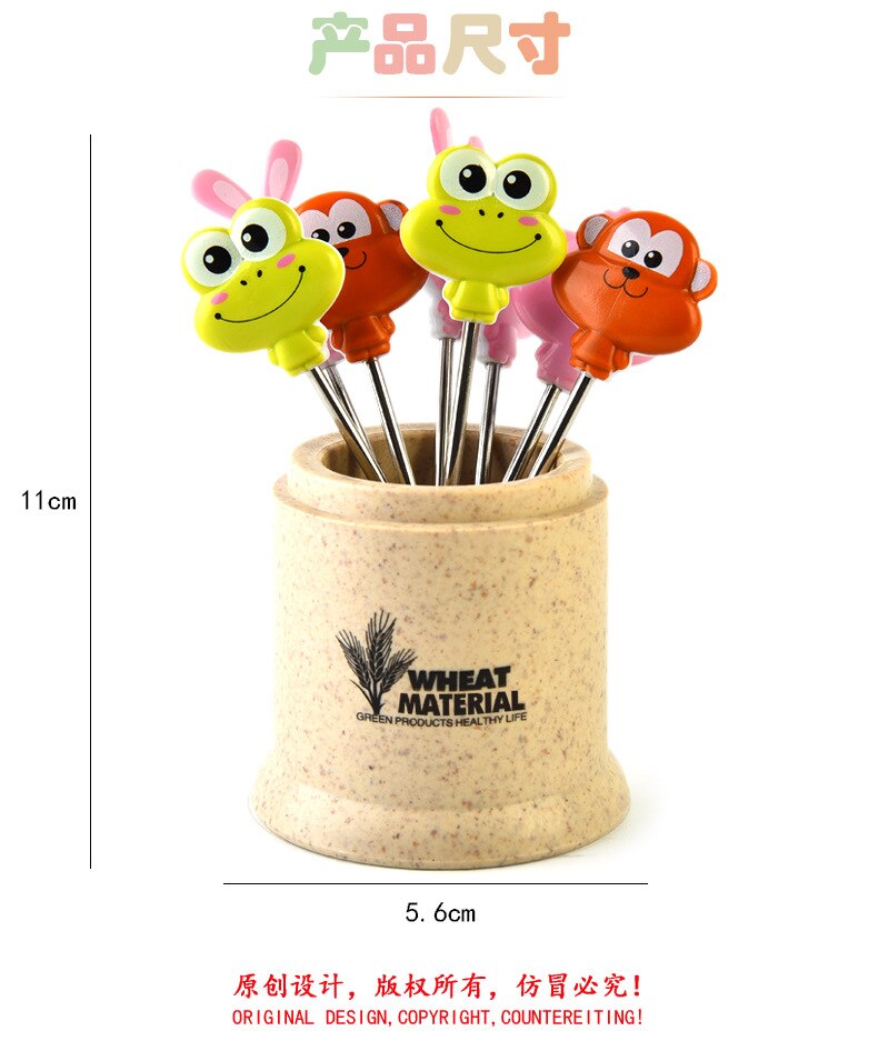 8 Roestvrij Staal Fruit Vork Cake Teken Fruit Teken Met Emmer Draagbare Party Bruiloft Decoratie