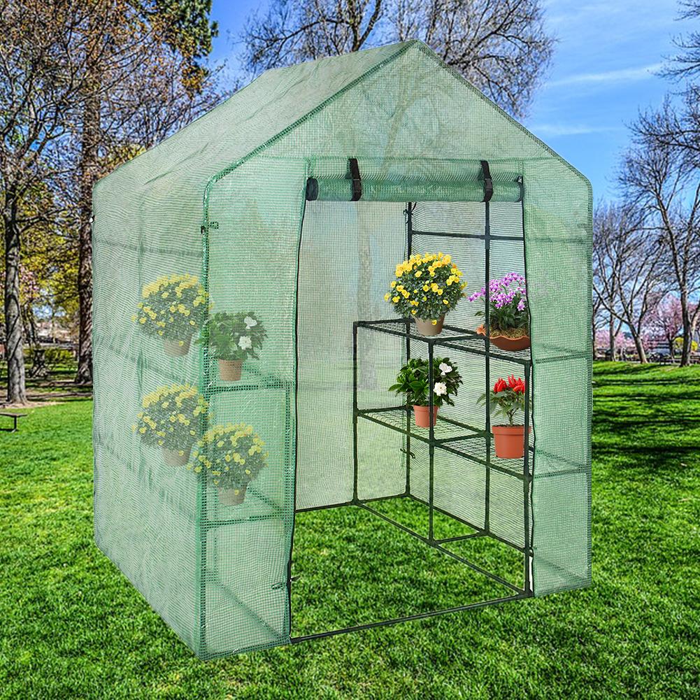 Bærbar plast pvc have walk-in drivhus plantedækning mini drivhus udendørs beskyt planter blomster (ingen jernstativ)