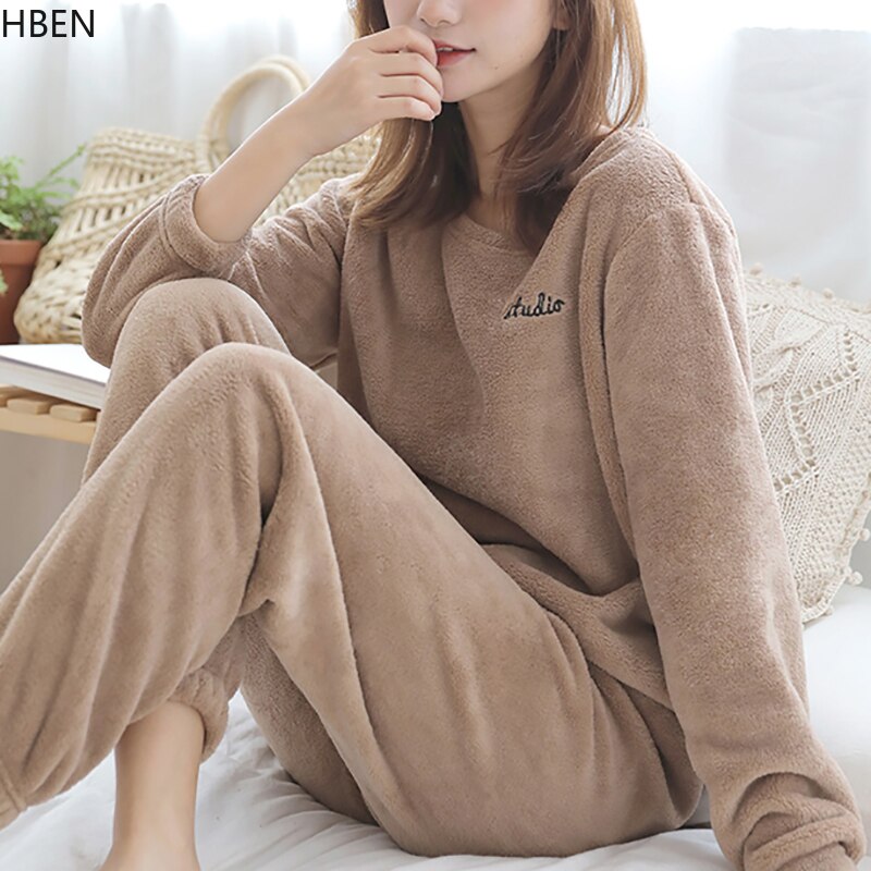 DA Homewear-Pijama de maternidad, Conjunto de pijama de enfermería, Conjunto de pijama polar de invierno para mujer, ropa de dormir femenina de terciopelo, ropa de casa