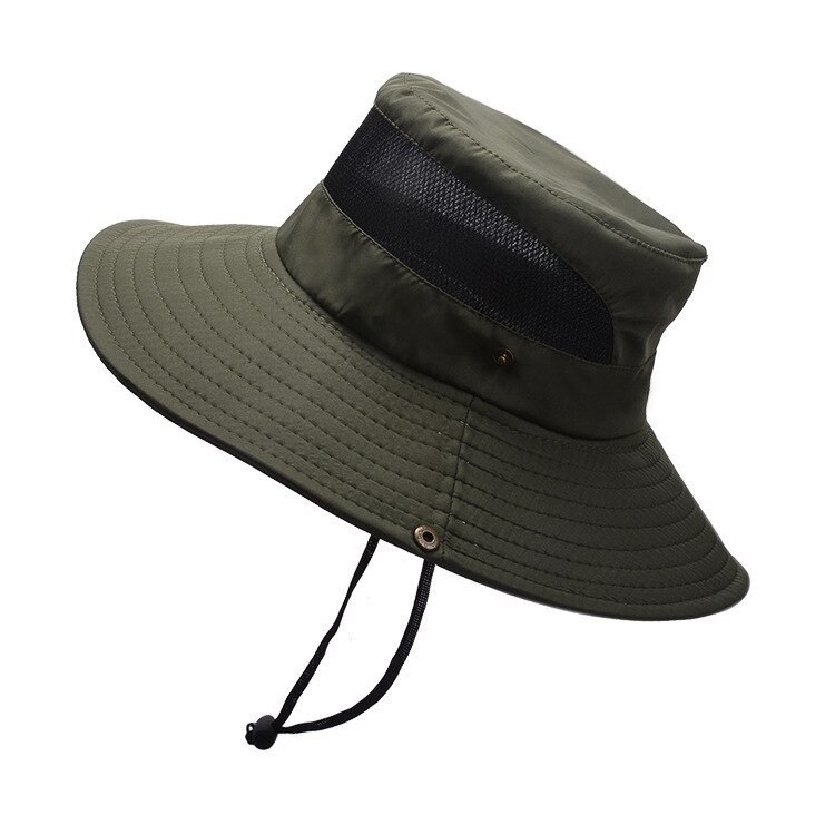 Boonie Hoed Mannen Anti-Uv Zon Hoeden Outdoor Vissen Cap Mode Grote Rand Caps Vrouwen Zomer Hoed Mannelijke Emmer hoed Sombrero Gorros: Army green