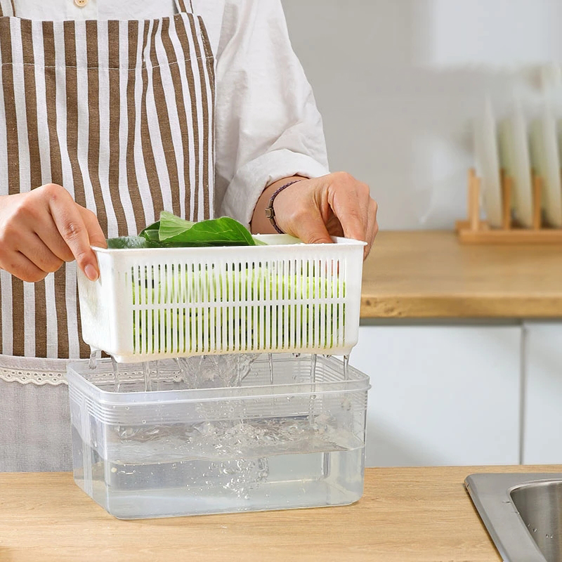 Bac à légumes et fruits en plastique avec lèvre, boîte de rangement de cuisine, réfrigérateur, conserve la fraîcheur, bac à légumes et fruits, bac à légumes