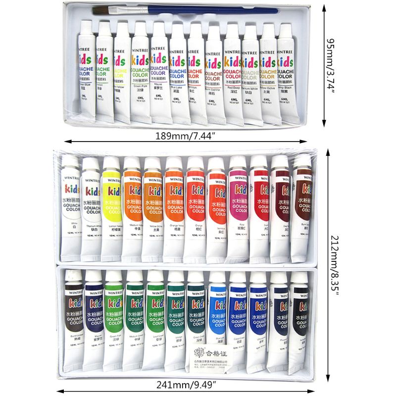 Gouache Paint Set 24 Vibrant Colors in Tubes Convenient to Mix with Great Result W91A