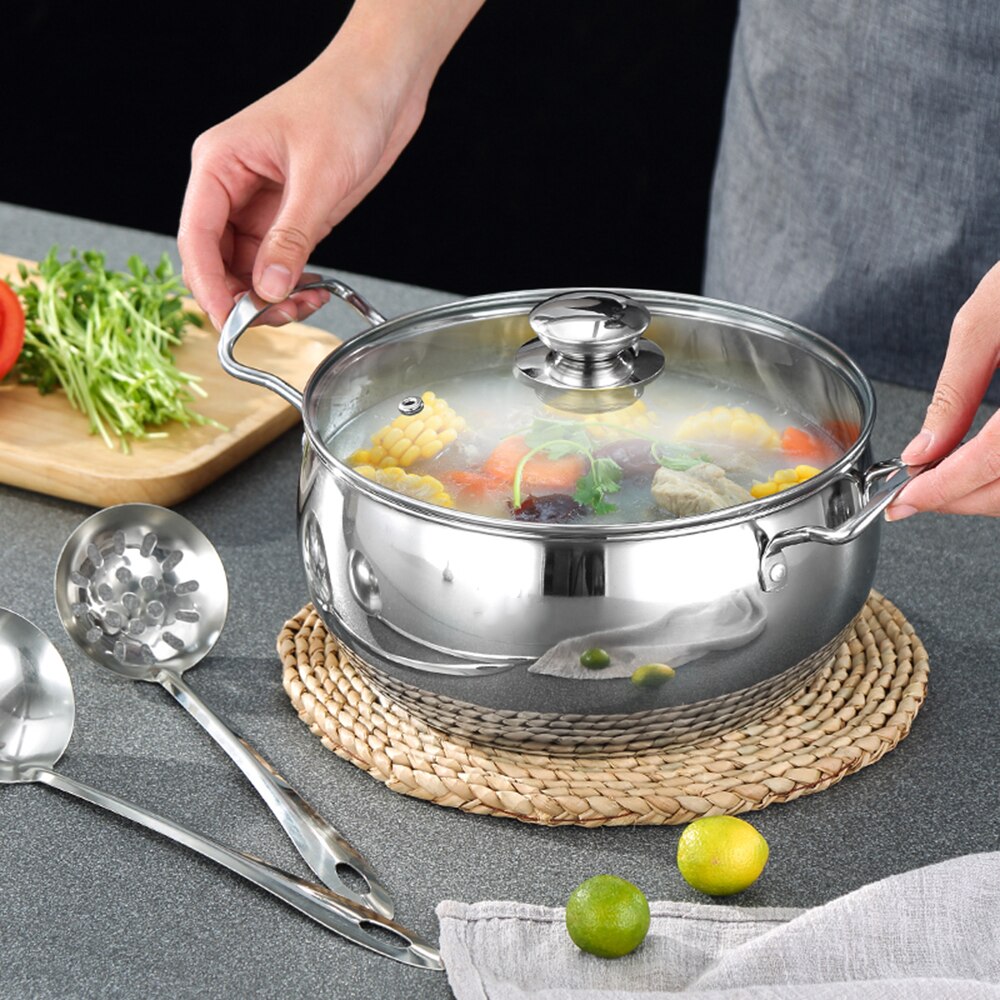 Starke Edelstahl Suppe Topf Rohr Ohr Doppel Griff Suppe Topf Induktion Herde Küche Topf einstellen mit Sieb Suppe Schöpfen