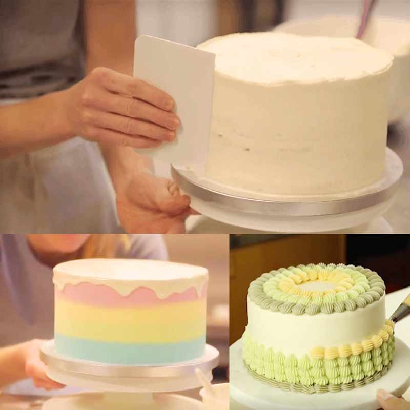 Cake Decorating Tools Convenient Rotating Cake Stand Cake Turntable Plastic Spatula Scrapers For Bakery Dessert Shop