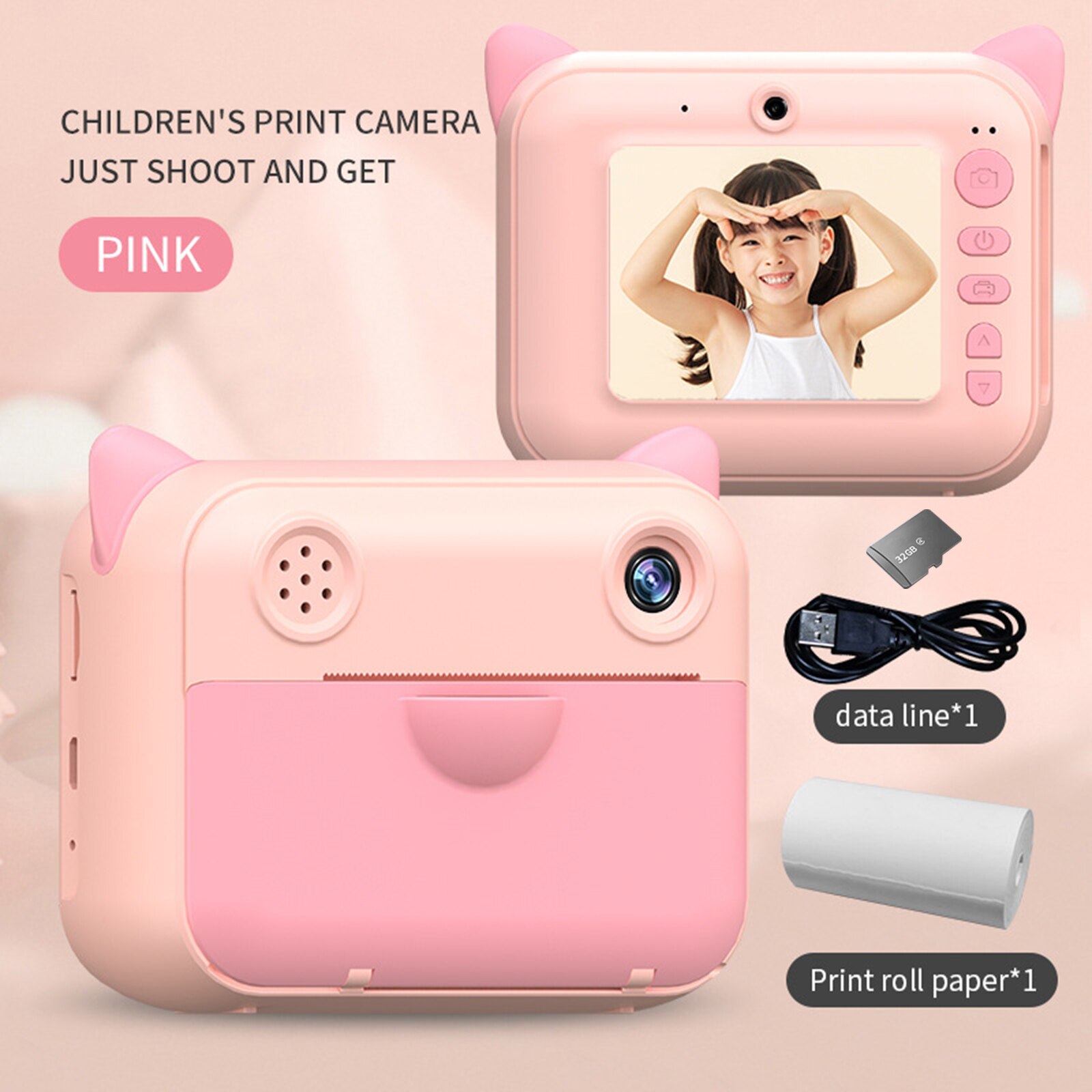 1080P Instant Print Camera 2.4 Inch IPS Screen for Boys Girls 4-12 Year Old