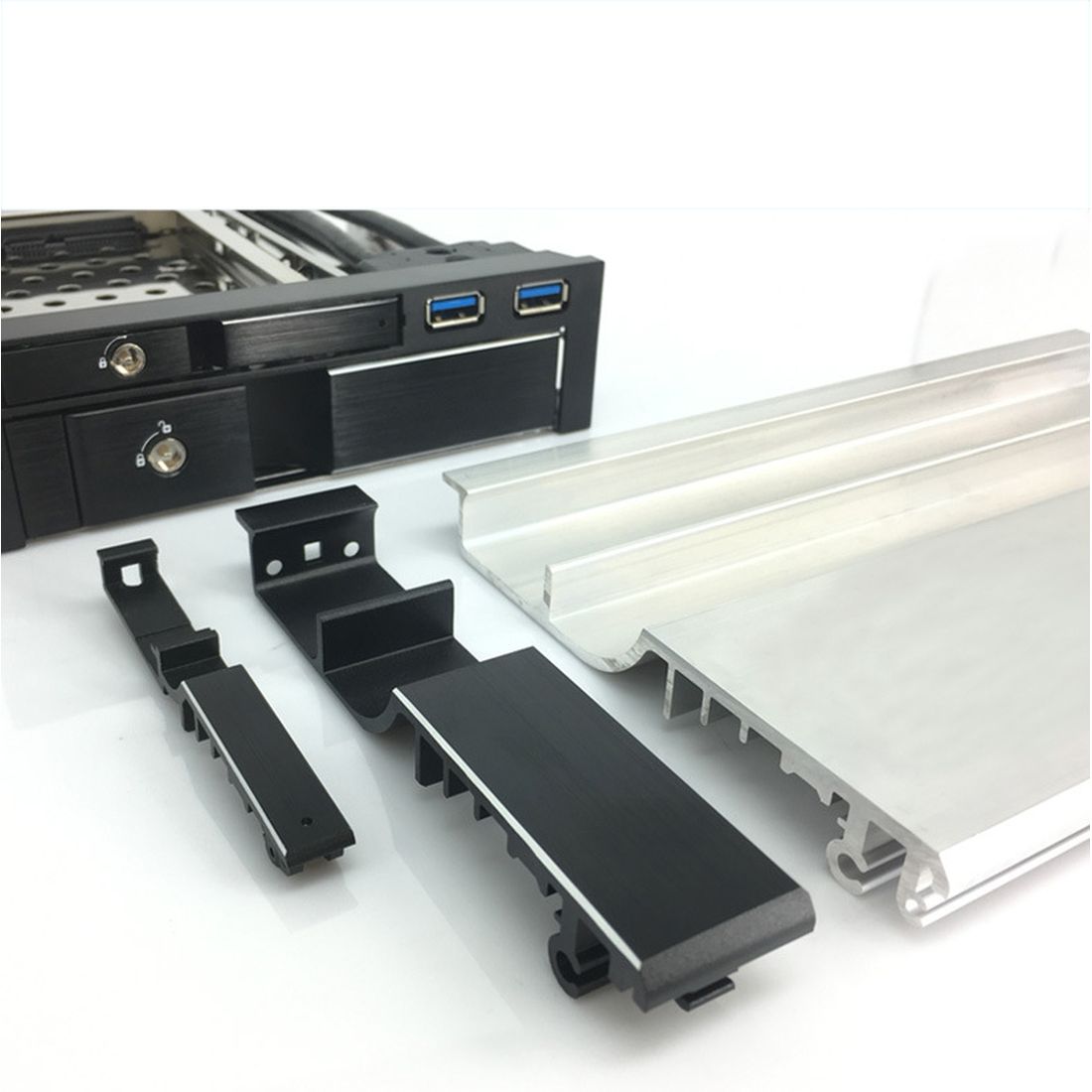 Optical Dual Bay Tray Less Mobile Rack Enclosure For 2.5 Inch 3.5 Inch SATAT III HDD SSD (2 Port USB 3.0 Hub Optional ) Desktop