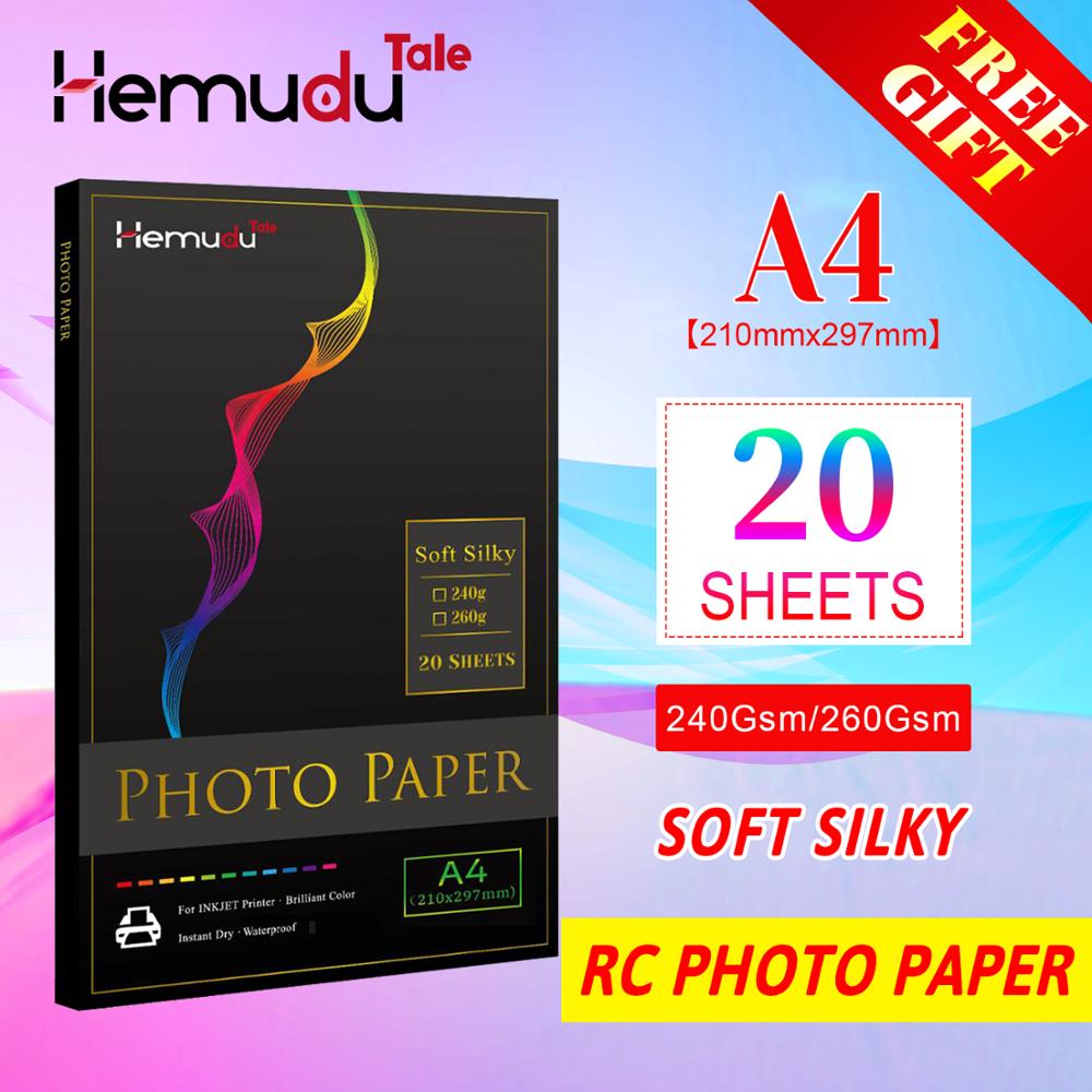 Papel fotográfico suave y sedoso para impresora de inyección de tinta, hojas A4 de 240g/260g, impermeable, para el hogar