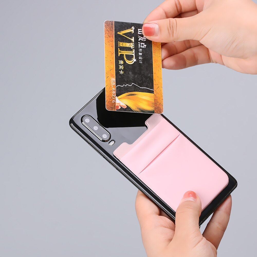 1Pcs Adhesive Sticker Phone Pocket Cell Phone Stick On Card Wallet Stretchy Credit Cards ID Card Holder Pouch Sleeve