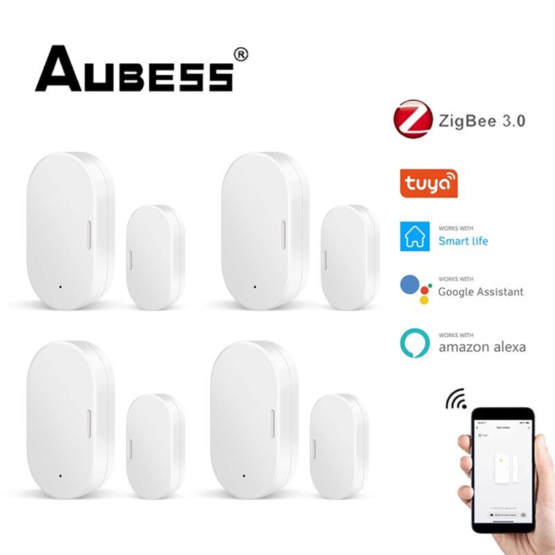 Tuya – capteur d'ouverture de porte/fenêtre intelligent ZigBee, détecteur d'ouverture de porte/fenêtre, système d'alarme de sécurité, application Smart Life, fonctionne avec Alexa et Google Home